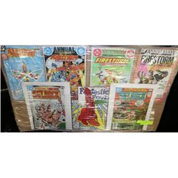 DISPLAY W/7 COLLECTIBLE VINTAGE COMICS
