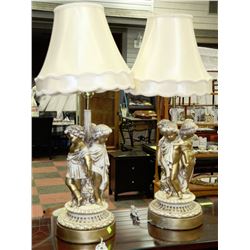 PAIR OF CHERUB LAMPS