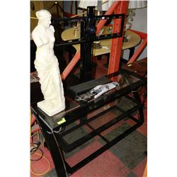 TV STAND BLACK AND GLASS WITH INSTRUCTIONS AND