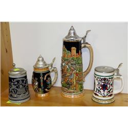 COLLECTION OF 4 ESTATE GERMAN STEINS
