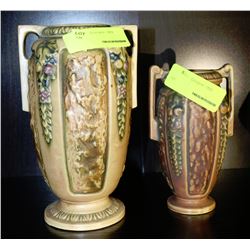 PAIR OF VINTAGE ROSEVILLE HANDPAINTED VASES