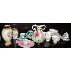 SHELF OF HANDPAINTED ESTATE ORNAMENTS ON CHOICE