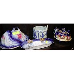 SHELF OF HANDPAINTED ESTATE ORNAMENTS ON CHOICE