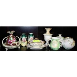 SHELF OF HANDPAINTED ESTATE ORNAMENTS ON CHOICE