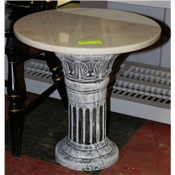 GRANITE TOP COLUMN END TABLE