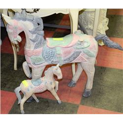 PAIR OF ESTATE WOOD CARVED HORSE ORNAMENTS