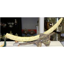 DECORATIVE TUSK REPLICA & STAND FROM THE HERD