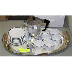 ESPRESSO MAKER & CUP & SAUCER SET WITH SERVING