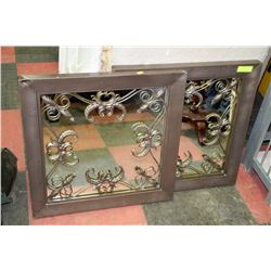 2 METAL DECORATIVE MIRRORS