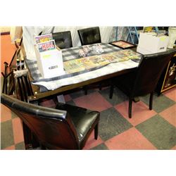 KITCHEN TABLE WITH 4 BLACK LEATHERETTE SIDECHAIRS