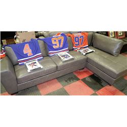 NEW GREY LEATHERETTE L SHAPE SECTIONAL ON CHOICE