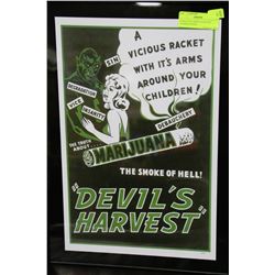MARIJUANA DEVIL'S HARVEST FRAMED POSTER