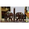 Image 1 : PAIR OF WOOD CARVED ELEPHANT BOOK ENDS