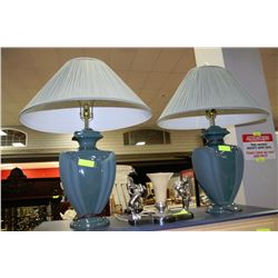 PAIR OF ESTATE GREEN CERAMIC LAMPS