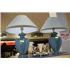 Image 1 : PAIR OF ESTATE GREEN CERAMIC LAMPS