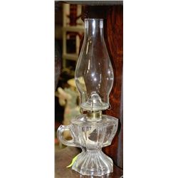 ANTIQUE COAL OIL FINGER LAMP WITH GLASS TURNING