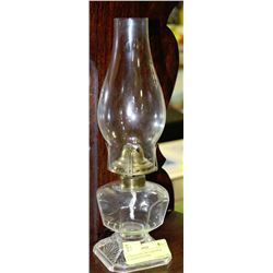 ANTIQUE COAL OIL LAMP WITH SUNBURST PATTERN