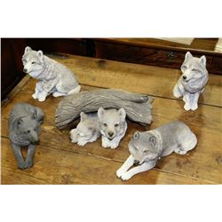 COLLECTION OF 5 WOLF ORNAMENTS
