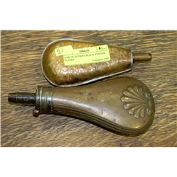 PAIR OF ANTIQUE BLACK POWDER FLASKS