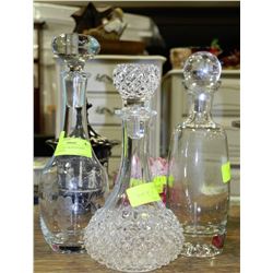 SET OF 3 LIQUOR DECANTERS W/STOPPERS