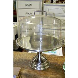 LARGE STAINLESS STEEL PEDESTAL BASE DESSERT SERVER