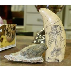 CARVED SEAL ORNAMENT & SCRIMSHAW
