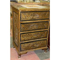 WOOD CARVED 4 DRAWER NIGHT STAND AS THEY COME