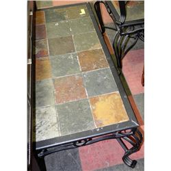 3-PIECE METAL & TILE COFFEE & END TABLE SET