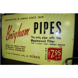 WOODEN SIGN FOR BRIGHAM PIPES FROM MIKE'S