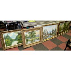 ESTATE COLLECTION OF 4 LARGE OIL ON CANVASES