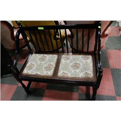 WOOD AND NEEDLEPOINT BENCH