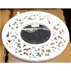 WHITE ROUND FLORAL MIRROR