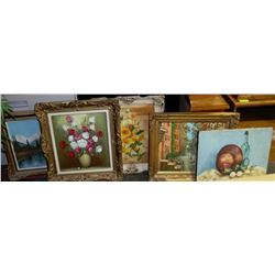 ESTATE COLLECTION OF 5 OIL ON CANVASES