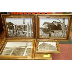 4-ASSORTED WOOD FRAMED FARM PICTURES