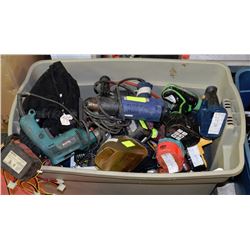LARGE BIN FULL OF ASST CORDLESS DRILLS,HANDTOOLS
