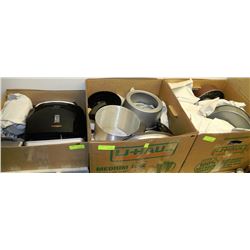 3 LARGE BOXES OF KITCHEN BAKEWARE
