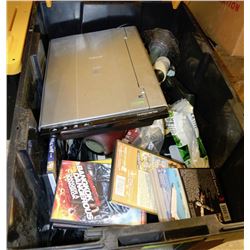 CONTAINER OF DVD PLAYER, MOVIES, CRIB BOARD AND