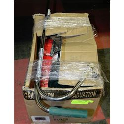 BOX WITH COLEMAN PROPANE TANKS & ACCESSORIES