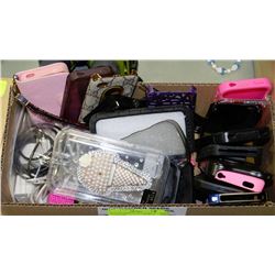 BOX OF I-PHONE 4 & 5 CASES AND CHARGERS