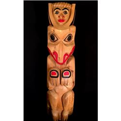 DOUG AND PERRY LAFORTUNE, 2 FIQURE TOTEM POLE 6' HIGH X 17  WIDE