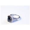 Image 2 : 14KT WHITE GOLD DIAMOND RING WITH GIA 6.06CT NATURAL/UNTREATED DARK BLUE SAPPHIRE.