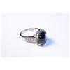 Image 5 : 14KT WHITE GOLD DIAMOND RING WITH GIA 6.06CT NATURAL/UNTREATED DARK BLUE SAPPHIRE.