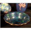 Image 2 : 5 HAND DECORATED CHINESE CLOISONNE VASES AND BOWLS, LIGHT BLUE THEME