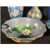Image 3 : 5 HAND DECORATED CHINESE CLOISONNE VASES AND BOWLS, LIGHT BLUE THEME