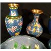 Image 4 : 5 HAND DECORATED CHINESE CLOISONNE VASES AND BOWLS, LIGHT BLUE THEME