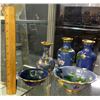 Image 5 : 5 HAND DECORATED CHINESE CLOISONNE VASES AND BOWLS, LIGHT BLUE THEME