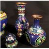 Image 3 : 7 HAND DECORATED CHINESE CLOISONNE VASES, CONTAINERS AND PAINTED EGG, DARK BLUE THEME