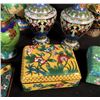 Image 2 : 8 HAND DECORATED CHINESE CLOISONNE VASES, AND CONTAINERS, MIXED THEMES