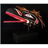 Image 1 : EMIL THIBERT, ARTICULATING RAVEN MASK ON STAND, 19'' L X 8'' H