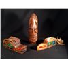 Image 1 : 2 SALISH HAND CARVED MASKS, AND 1 HAND CARVED TOTEM POLE, APPROX. 12'' H